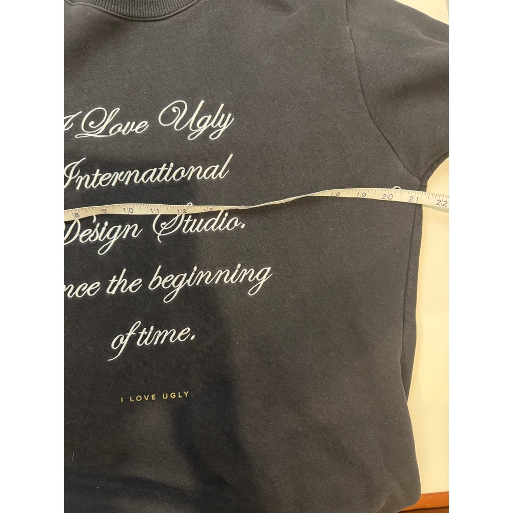 I Love Ulgy Men's Graphic Black Crewneck Sweatshirt Fleece Lined Size M - Picture 4 of 5